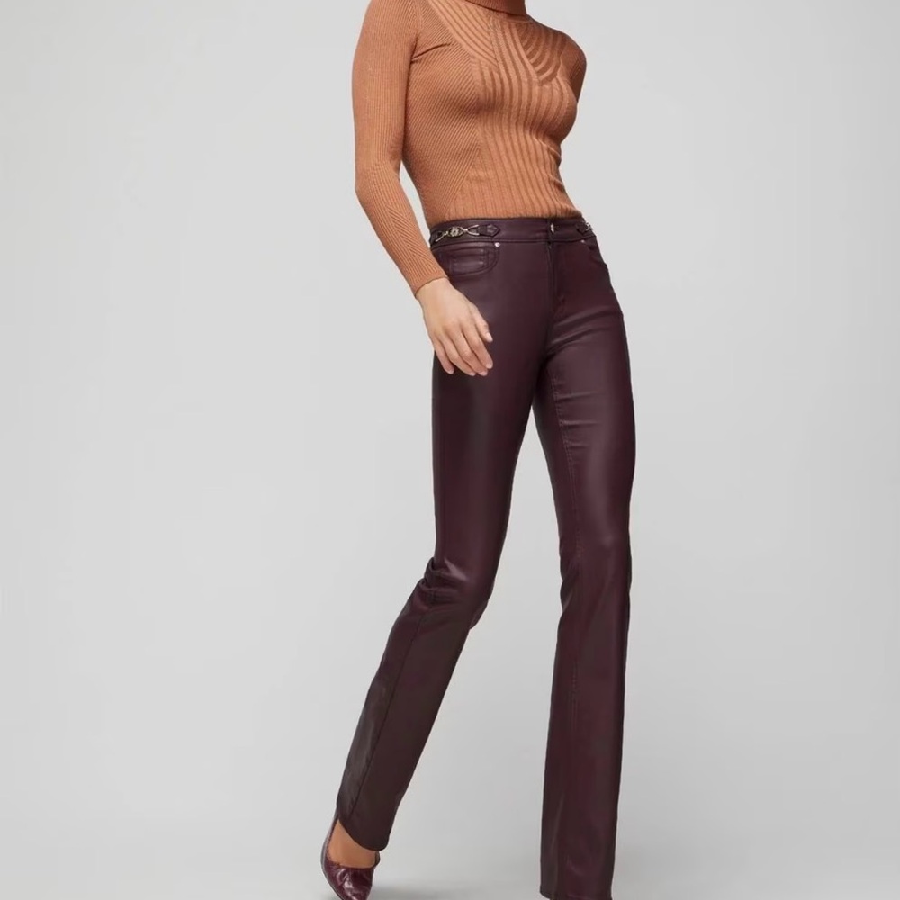 White House black market red cherry coated slim boot cut jeans.